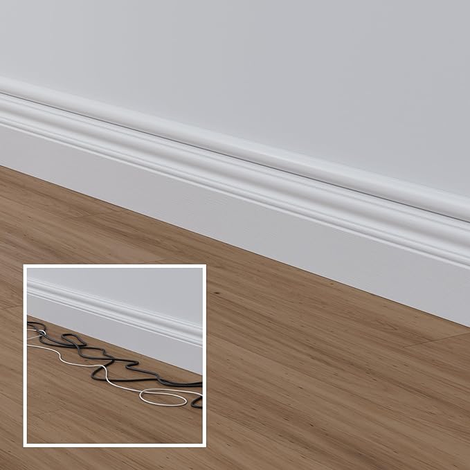 D-Line Half Round Cord Hider, Patented Cable Cover, Hide TV Wall Mount Wires, Raceway for Cords, Decorative Wire Covers, Paintable, Adhesive Cable Concealer - 8X 1.18in W x 0.59in H x 39in L - White