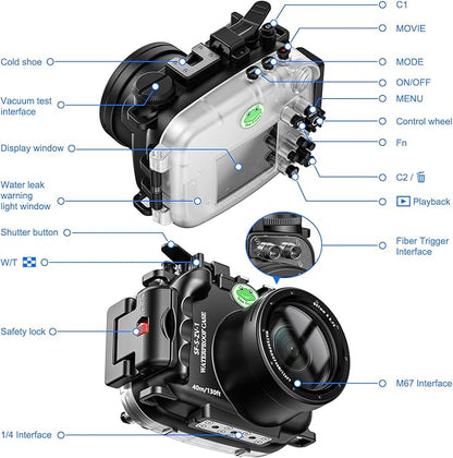 Sea frogs Camera Housing Compatible with Sony ZV-1, Waterproof IPX8 Rated, 40m/132ft Depth Protection Underwater Camera Case
