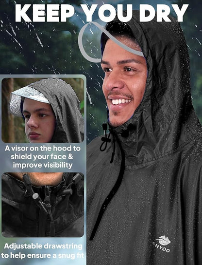 ANYOO Waterproof Rain Poncho Bike Bicycle Rain Capes Lightweight Compact Reusable for Adults