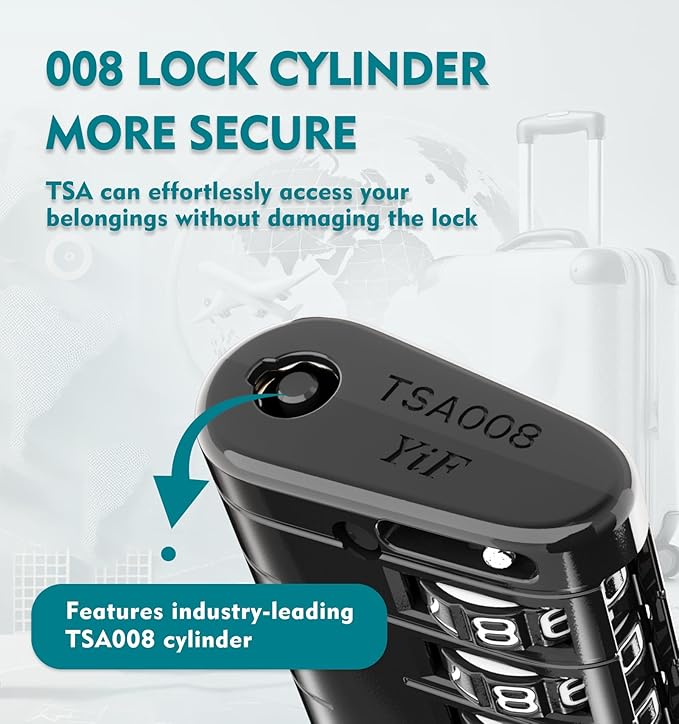 ANVIL TSA Approved Luggage Locks, 4 Digit Combination Travel Suitcase Locks with TSA008 Core and Open Alert Indicator, Zinc Alloy Body. (2, Black)