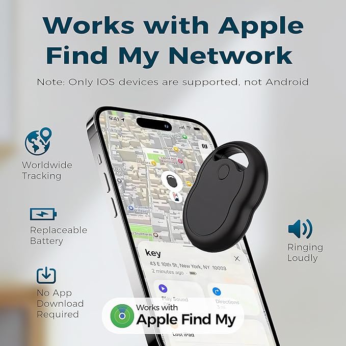 Air Tracker Tag, Bluetooth Tracker & Key Finder for Luggage, Wallet, Backpack, Works with Apple Find My (iOS Only) 1 Pack Item Smart Locator