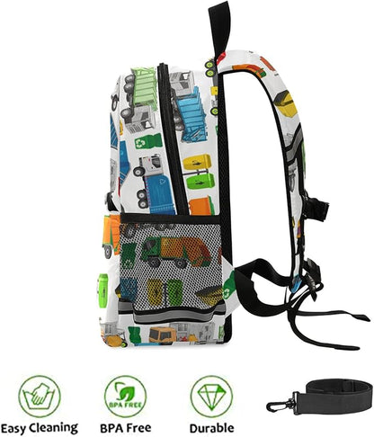 Garbage Trucks Cute Kid's Toddler Backpack for Boys Girls Preschool Nursery with Safety Leash (031117) 10.9 X5.9 X 12.9inch