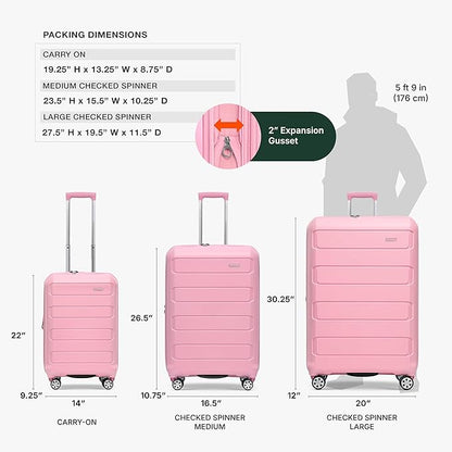 Traveler's Choice Pagosa Indestructible Hardshell Expandable Spinner Luggage, Pink, 22-Inch Carry-on