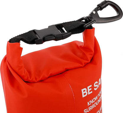 Breakwater Supply™ Waterproof First Aid Kit Dry Bag Bug Out Bag Preloaded with Emergency Survival Prepper Supplies for Boating, Camping, Fishing + Carabiner, Floating, Reflective, AFAK/IFAK Trauma Kit
