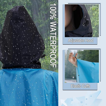 Fashion Hooded Rain Poncho Waterproof Raincoat Jacket with pocket for Women/Men/Adult