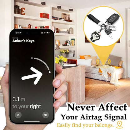 Leather Keychain for Airtag, Cute Protective Keychain Holder Compatible with Apple Air Tag,GPS Case Cover for Keys(Dog)