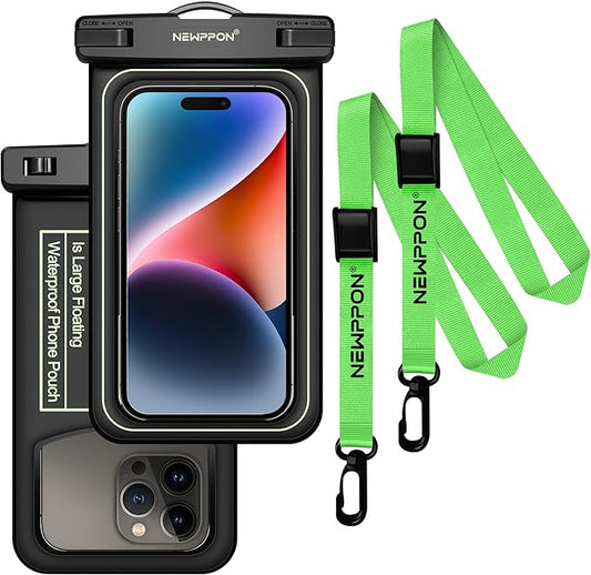 Floating Waterproof Cell Phone Pouch - 2 Pack Float Clear Cellphone Holder Protector with Lanyard - Universal Floatable Water Proof Dry Bag for iPhone Samsung Galaxy for Beach Swimming Pool