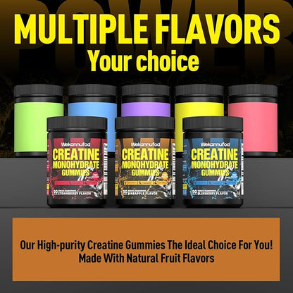 Creatine Monohydrate Gummies for Men & Women - 5,000mg Sugar-Free Creatine Supplement - Exclusive Soft Texture Technology, Non-GMO, (Pineapple - 90 Ct)