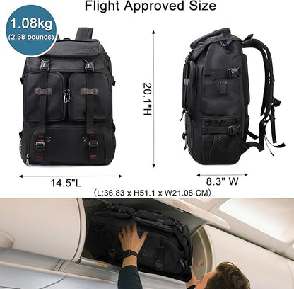 Travel Backpack for Men Laptop Backpack Fit 16 inch Carry-on Airline Approved Casual Daypack Work Business Rucksack,Black