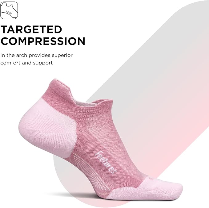 Feetures Elite Max Cushion No Show Tab Ankle Socks - Sport Sock with Targeted Compression