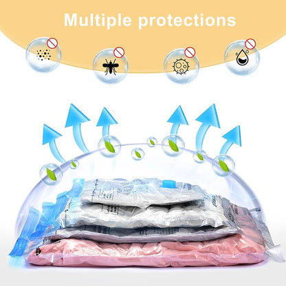 Combo 12 Pack Travel Vacuum Bags with Portable Electric Pump, Space Saver Vacuum Storage Bags for Clothing and Luggage, Travel Essentials