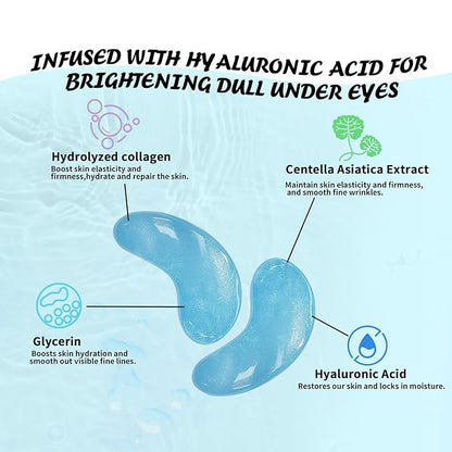 Under Eye Patches (25 Pairs), Hyaluronic Acid Eye Masks for Dark Circles Puffy Eyes Undereye Bags, Collagen Eye Patches for Wrinkles and Hydrate, Skin Care Gift for Her