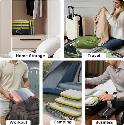 Cipway Compression Packing Cubes Mesh, Lightweight Luggage Organizer Bags with Laundry Bag,Toiletries Bag and Shoe Bag, Travel Essentials for Carry on Suitcase（8Pcs,White）