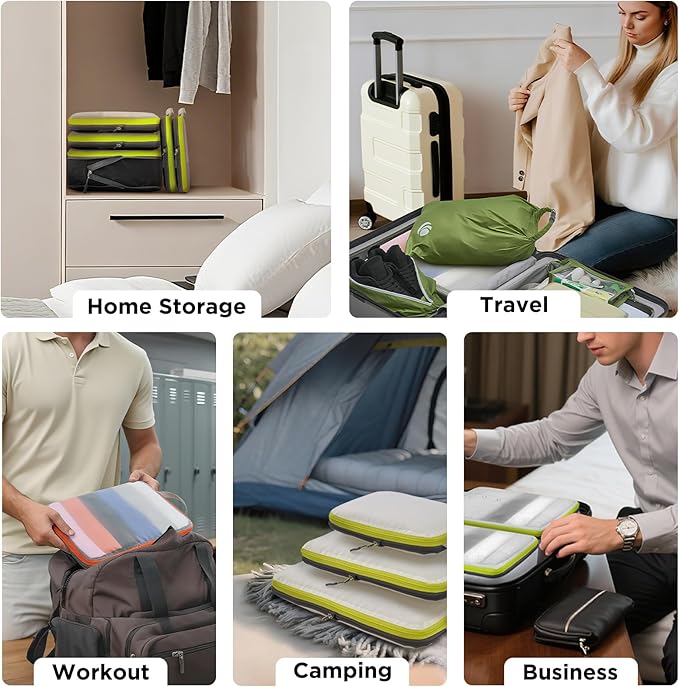Cipway Compression Packing Cubes Mesh, Lightweight Luggage Organizer Bags with Laundry Bag, Toiletries Bag and Shoe Bag, Travel Essentials for Carry on Suitcase（8 Pcs,Black）