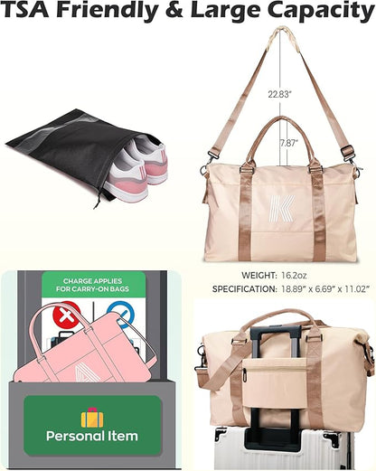 Teens Gifts,Travel Essentials, Initial Travel Duffel Bag, Gym Bag, Things For Girls 10-12 Weekender Bag,Monogram Overnight Bag, Niece Gifts Camping Must Haves For Kids/Girl (Letter G)