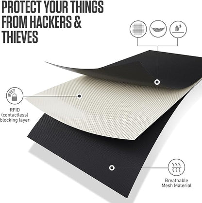 VENTURE 4TH Money Belt for Travel – Hidden Under-Clothes RFID Blocking Passport Holder & Slim Travel Wallet Pouch for Men & Women to Protect Cash, Cards & Documents (Sleek Black)