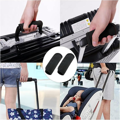 Luggage Handle Wraps, Soft Travel Bag Handle Cover, Padded Handle Grip, Suitcase Tags Identifiers for Travel Accessories, Black, 2Pcs