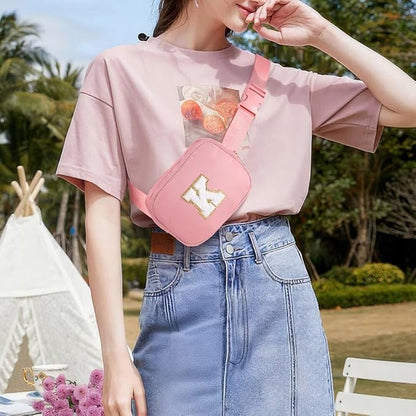 YOOLIFE Teacher Appreciation Gifts for Women - Gifts for Teacher, Teacher Retirement Gifts for Women Teacher Bag Teacher Gifts from Students, Initial Crossbody Bag Belt Bag, Pink T