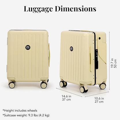 RAINRO & CO Butter Beige 20" Ride-On Carry-On Luggage for Kids & Adults with Built-In Seat, Spinner Wheels, and Secure TSA Lock – Durable Hardside Carry-On