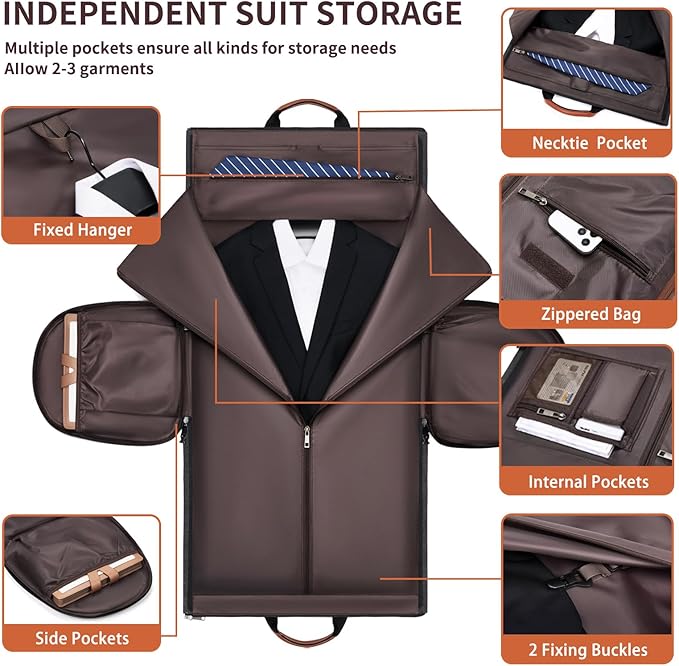 Convertible Garment Duffel Bag, Carry on Garment Bag for Travel Canvas Mens Suit Bag 2 in 1 Foldable Garment Bag with Shoulder Strap Weekender Bag with Shoe Pouch