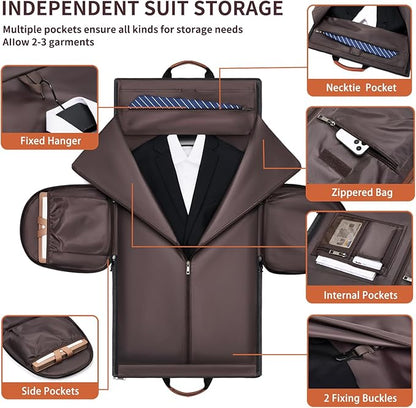 Convertible Garment Duffel Bag, Carry on Garment Bag for Travel Canvas Mens Suit Bag 2 in 1 Foldable Garment Bag with Shoulder Strap Weekender Bag with Shoe Pouch