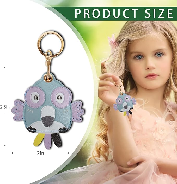 Leather Keychain Case Holder Compatible with Apple AirTag, GPS Airtag Keychain Finder Tracker with Key Ring, Anti-Scratch Protective Air Tag Cover