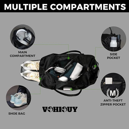 Gym Bag for Women & Men, Fitness Workout Sports Travel Duffle Bag with Wet Pocket & Shoes Compartment, Great Present for Gym Lovers