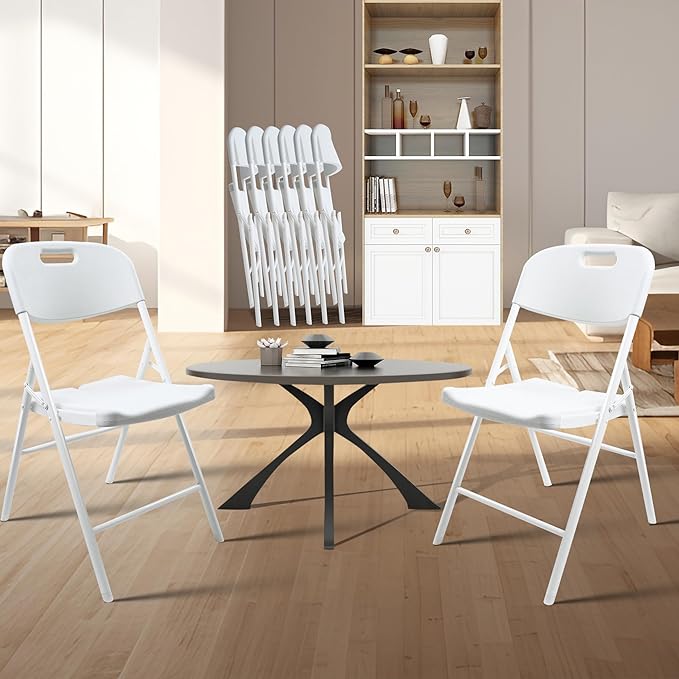 10 Pack Folding Chair, 700 lb Weight Capacity,Indoor/Outdoor Heavy Duty Foldable Chairs for Restaurants, Kitchens, Picnics, Races, Parties & Weddings. (10, White)