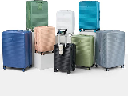 Hard Shell Suitcases Expandable Travel Luggage Sets 3 Piece, Carry on and Check in 3 Piece Luggage Suitcase Sets with Spinner Wheels Cup Holder Charger Built in (Caribbean Blue, 20/24/28)