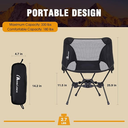 MOON LENCE Portable Camping Chair Backpacking Chair - The 4th Generation Ultralight Folding Chair - Compact, Lightweight Foldable Chairs for Hiking Mountaineering, Beach