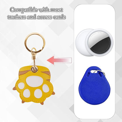 Leather Keychain Case Holder Compatible with Apple AirTag, GPS Airtag Keychain Finder Tracker with Key Ring, Anti-Scratch Protective Air Tag Cover