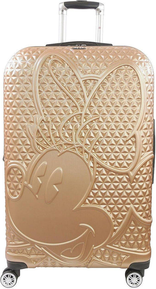 FUL Disney Minnie Mouse 29 Inch Rolling Luggage, Textured Hardshell Suitcase with Wheels, Gold