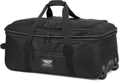 Extra Large Rolling Travel Duffle Bag with Wheels Shoes Compartment Wet Pocket 85-100L Big Expandable Duffel Bag for Men Women Heavy Duty Foldable Collapsible Luggage Camping, Black
