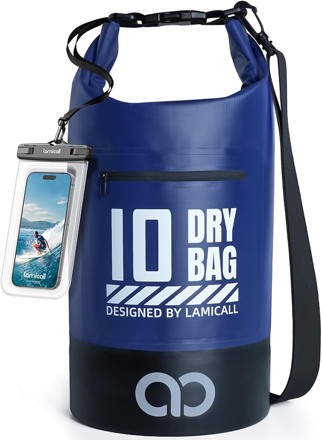 Lamicall Dry Bag, Waterproof Bag - [Durable & Floating] 5L/10L/20L/30L/40L Roll Top Drybag with Water Proof Phone Pouch for Travel Swimming Boating Kayaking Paddle Board Camping Beach Accessories