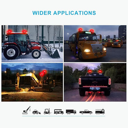Agrieyes Amber Beacon Light 4.2Inch, Flashing Safety Warning Lights Permanent/Magnet Mount (Red, Screw)