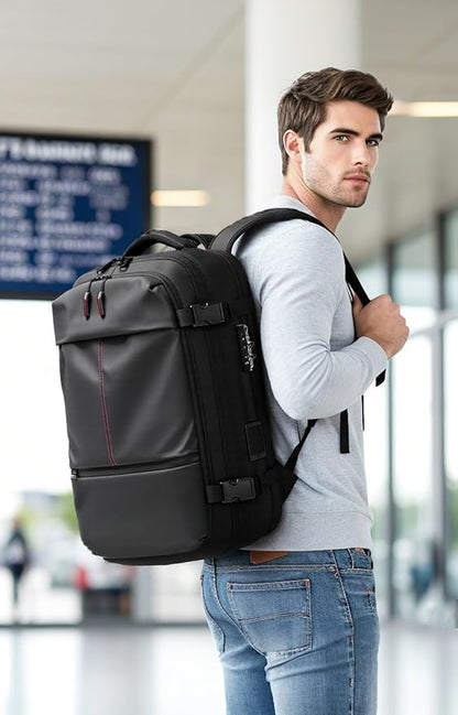 Vacuum Seal Backpack Travel 60L Expandable Backpack with Compression System, TSA Lock Water Resistant Carry-On Backpack (with Pump)