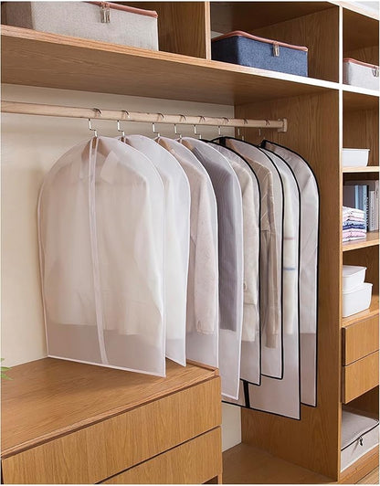 Garment Bags for Hanging Clothes (Set of 12) Suit Bags for Closet Storage, Plastic Waterproof Suit Cover Bag with Zipper for Coats, Jackets, Shirts 24'' x 40''