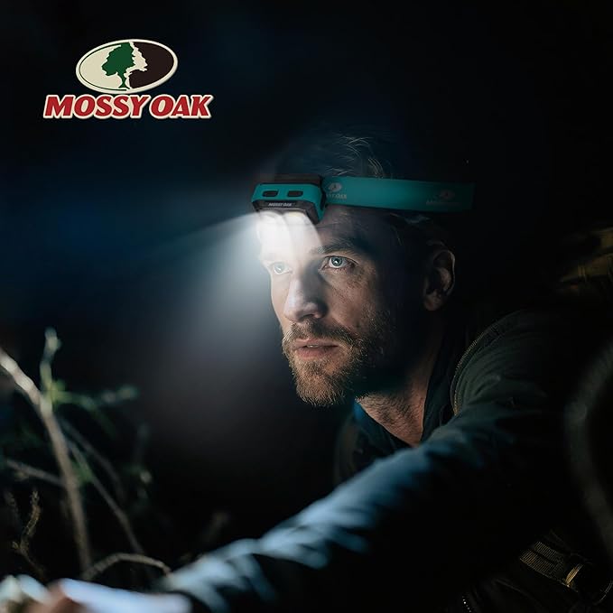 Mossy Oak 600 Lumens LED Headlamp, Dual Power Source, Motion Sensor Head Lamp with Magnetic Base, Stepless Dimming, Memory Mode for Camping, Running, Hiking, Christmas Gifts