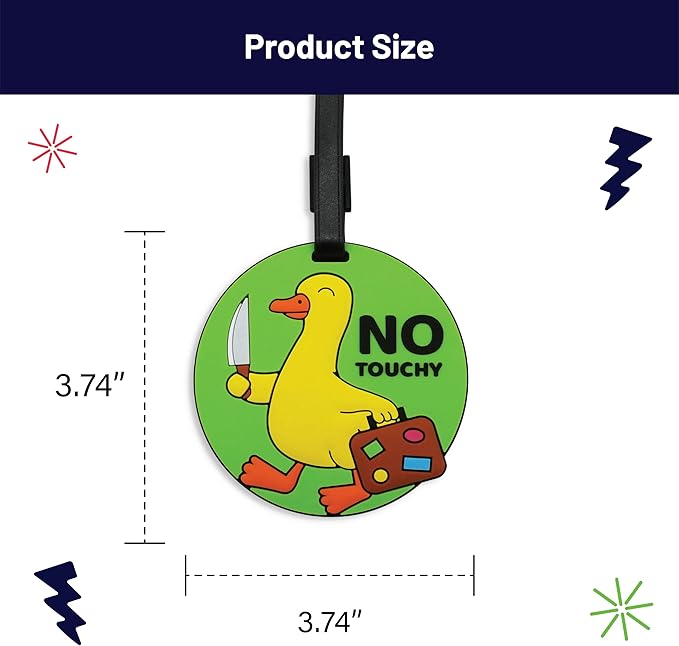 Funny Luggage Tag – Hilarious Travel ID Tag with Sarcastic Saying – Durable & Easy to Spot Suitcase Tag for Men, Women, Frequent Flyers, or Gag Gift for Travelers - No Touchy