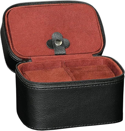 ROTHWELL 2 Watch Travel Case Storage Organizer for 2 Watches | Tough Portable Protection w/Zipper Fits All Wristwatches & Smart Watches Up to 50mm (Black/Red)