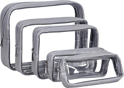 TSA Approved 5-Piece Diaper Bag Organizer Pouch Set Clear Waterproof TPU Kids Toiletry Storage Set Travel Packing Clutch Cube Bags for Baby Nursing