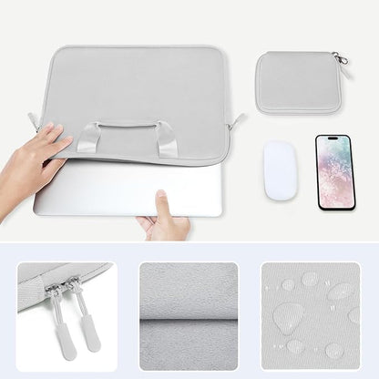 MOSISO Laptop Case 13.3 inch, 13-13.3 inch Laptop Sleeve Bag Compatible with MacBook Air/Pro 13 / Pro 14, HP Dell ASUS, Neoprene Carrying Computer Bag with Handle&Detachable Small Case, Gray