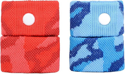 P6 Health Original Natural Anti-Nausea Relief Motion Car Sea Sickness Relief Children's Wrist Bands for Kids (2 Pack, Red - Blue)