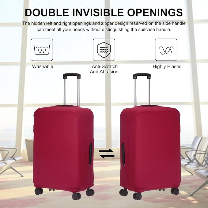 uxcell Travel Luggage Cover, Washable Suitcase Covers for Luggage Anti-scratch Suitcase Protector Elastic Baggage Protective, Fits 18-21 Inch Suit Case, Wine Red