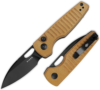 Kizer Parakeet EDC Pocket Knife, 2.46" Nitro-V Blade Folding Knife with Micarta Handle, Thumb Hole Opener Small EDC Knives for Men Women Camping Hunting V2706A3