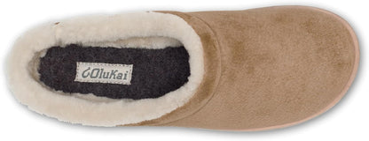 OLUKAI Mani Women's Leather Mule Slippers, Soft & Comfortable Slippers with Fleece Lining, Thick Rubber Outsole, All-Day Wear