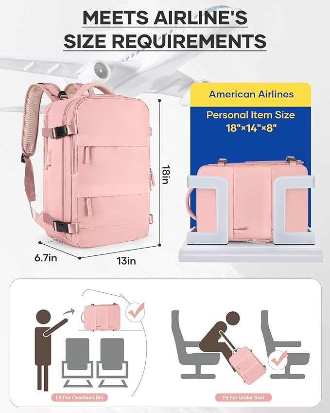 wepadre Vacuum Travel Backpack with Pump Travel Backpack with Vacuum System Easy Vac Pack Backpacks Vacpack Compression Backpacks Mochila de Viaje Compresion al Vacio Pink