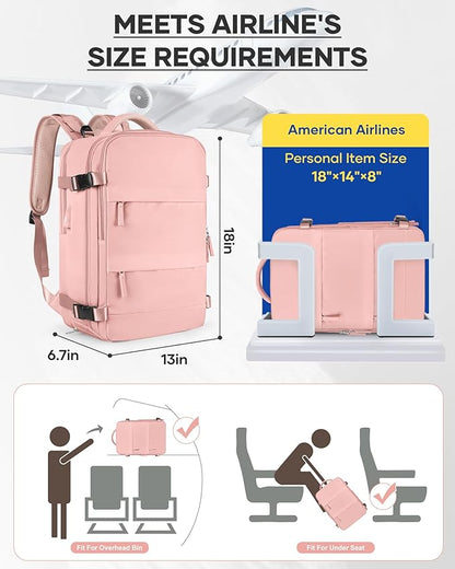 wepadre Vacuum Travel Backpack with Pump Travel Backpack with Vacuum System Easy Vac Pack Backpacks Vacpack Compression Backpacks Mochila de Viaje Compresion al Vacio Pink