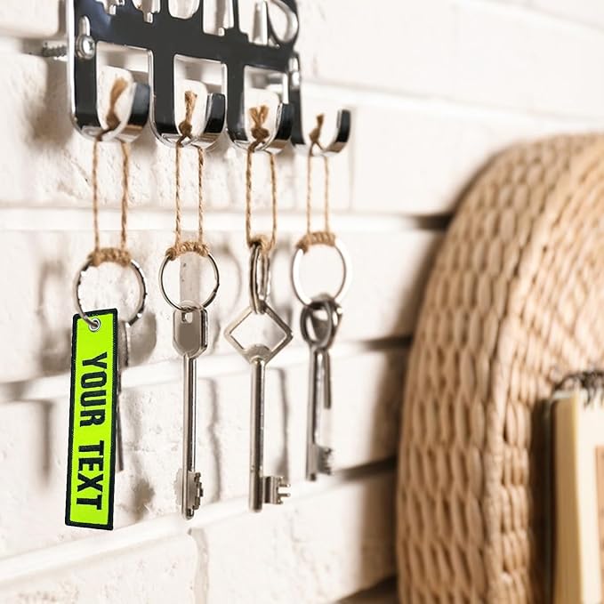 silkmilk Personalized Keychains, Double-sided Embroidered Customized Key Tags, Name Keyring Tags, Key Ring Accessories, Gifts for Men & Women
