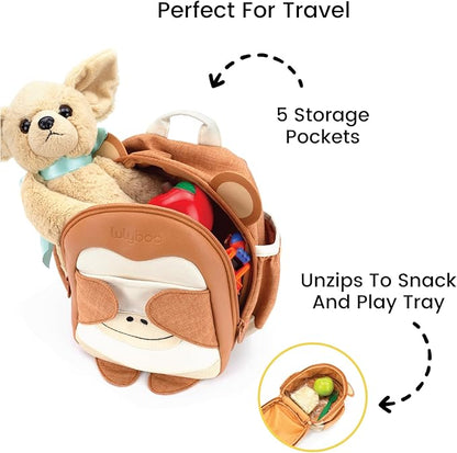 Lulyboo Toddler Harness Backpack with Detachable Leash, 5 Pockets & Insulated Lunch Bag - Safe & Stylish Kids Backpack for 1-7 Years, Animal Themed, Lightweight, Durable Travel & Outdoor Safety Gear